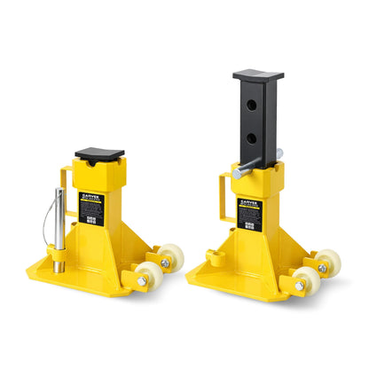 Heavy-Duty 22 Ton Steel Jack Auto Stand, Pin Type Jack Stands with Wheels, 13.8-19.7" Adjustable Height, Support for Trucks, Trailers, and Equipment, Professional Car Jack Stand with Loc,Yellow