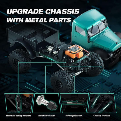BEEZRC FMS RC Crawler 1/24 FCX24 Brushless Power Wagon RTR 4WD RC Rock Car with BATRAZZI Tires Hobby Grade RC Car for Adult Model Remote Control Truck Off-Road Vehicle (Metallic Green)