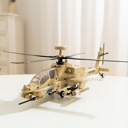 Apostrophe Games AH-64 Apache Helicopter Building Block Set – 259 Pieces - Air Force Plane Ages 10+