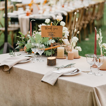 Tosnail 50 Pack Wooden Place Card Holders with 50 Kraft Paper Cards, Rustic Wood Table Number Stands Photo Holder - Spiral Wire