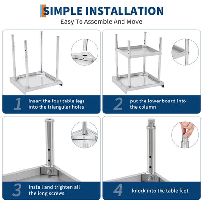 24 * 30 * 30inch Equipment Grill Stand Table, 400 Lbs Capacity Commercial Prep Table with Removable Baffle, NSF-Certified Stainless Steel Worktable, for Restaurant Kitchen Food Truck Outdoor BBQ