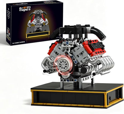V8 Engine Building Set Build Your Own Mini V8 Model Engine Kit that Run with Battery and Motor 8-Cylinder Car Model Engine Building Toys for Adults Kids Age 14+ (1079PCS)