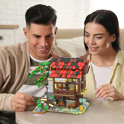 JMBricklayer Medieval Town Bakery Building Set 30111 Adults Modular Buildings House Kit Creative Street View Blocks Model Toy Collection Display Office Room Decor for Teens Adults