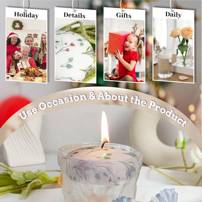 4 Pack Print Floating Candles 2 inch Floral Floating Candle with 2 Pearl String Unique Unscented for Centerpieces Wedding Christmas Lights Romantic Night (Hyacinth Flower Pattern)