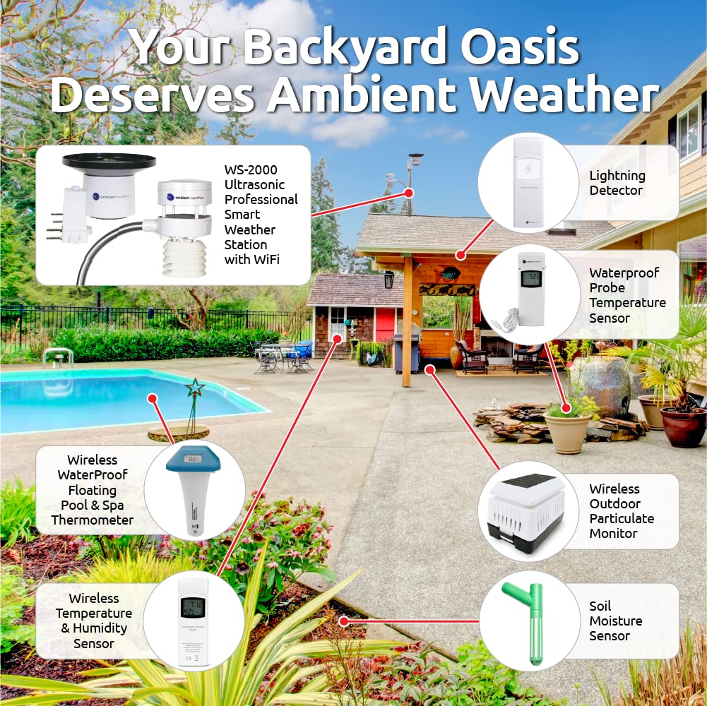Ambient Weather WS-5000 Ultrasonic Smart Weather Station with TFT Full Color LCD Display