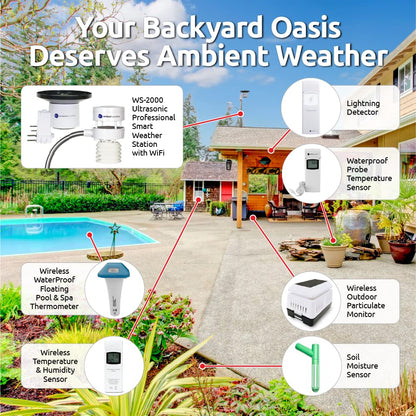 Ambient Weather WS-5000 Ultrasonic Smart Weather Station with TFT Full Color LCD Display
