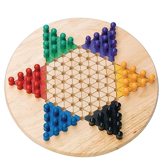 S&ampS Worldwide All Wood Chinese Checkers Set. 11 Wood Playing Board with 60 Wooden Play Pegs that Won't Roll Away. For 2 to 6 Players Ages 7 and Up.