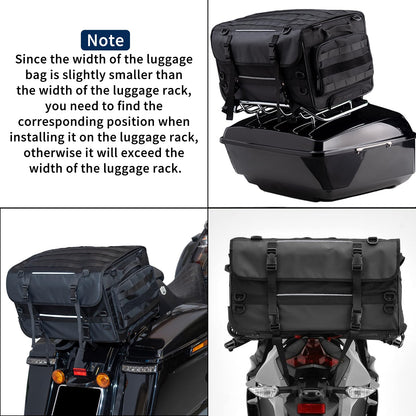 NEOCHIAEVO Motorcycle Touring Seat Bag Trolley Case with Wheels, Waterproof Suitcase, Luggage, Duffel, Tail, Tour Trunk, Gear, Rear Rack Bag, Sissy Bar Bag Compatible with Harley (50L/13Gallons)