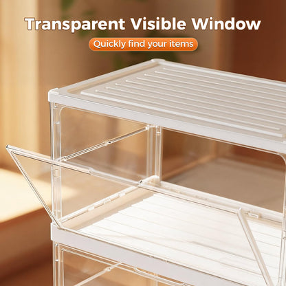 XOS 198QT Ultra Large Storage Bins Closet Organizer and Storage Foldable & Collapsible Containers Drawers Organizer Bookshelf Bookcase Cabinet Display Case 4-Tier Plastic with Lids for Bedroom