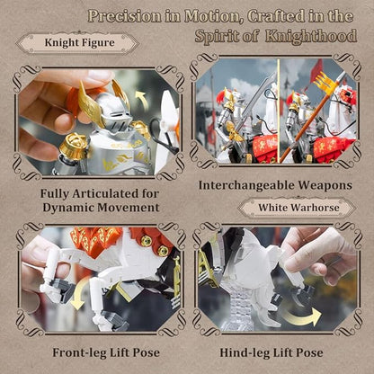PANTASY Knight Construction Set 31 cm Medieval Collector's Model with Armored Battle Cross and Movable Joints Collector's Set for Adults