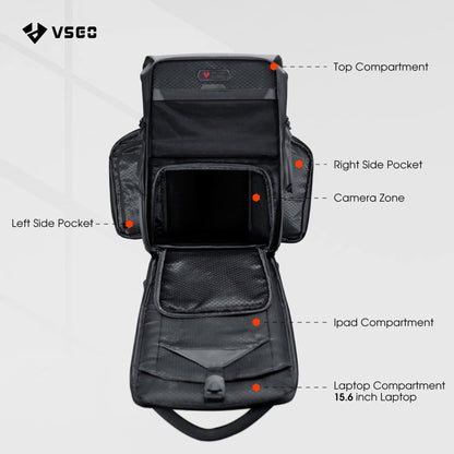 VSGO 20L Camera Backpack and 5-in-1 Rechargeable Camping Lantern Set, for Outdoor, Photography, and Emergency Use