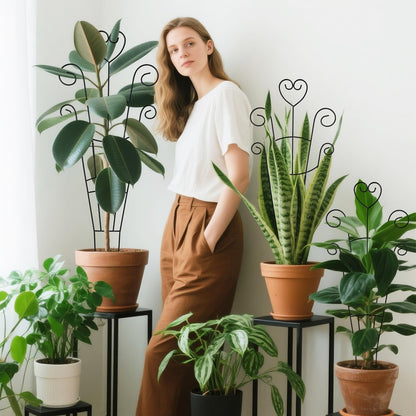 30 Inch Plant Trellis for Climbing Plants Indoor, Outdoor Metal Garden Trellis for Potted Plants, Houseplant Plant Support for Ivy Pothos Monstera Hoya Flower Vine Black Heart (Black-2pcs)