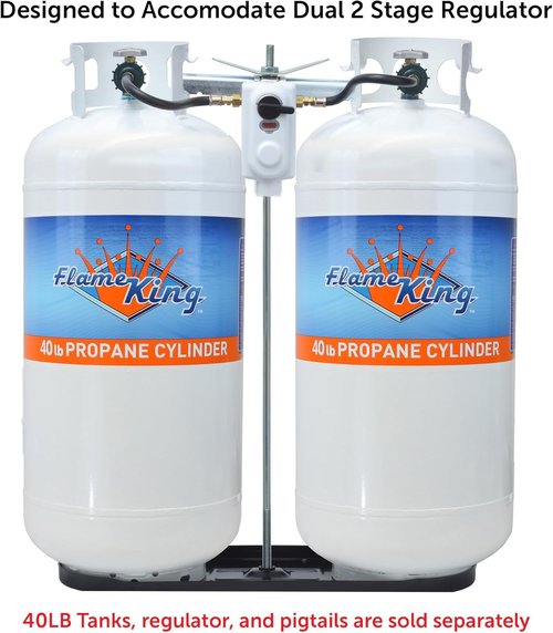 Flame King Dual RV Propane Tank Cylinder Rack - Holds 40lb Tanks for RVs and Trailers | KT40MNT
