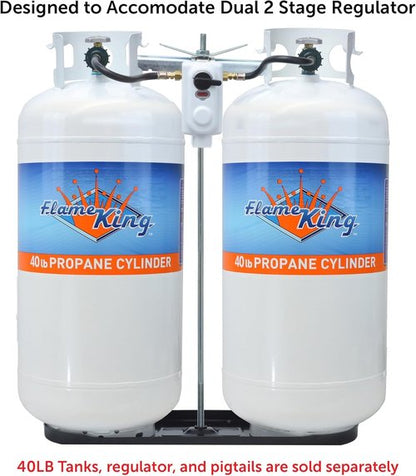 Flame King Dual RV Propane Tank Cylinder Rack - Holds 40lb Tanks for RVs and Trailers | KT40MNT