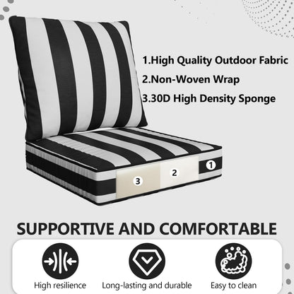 Suionryorid 24" x 24" x 6" Outdoor Deep Seat Cushions Set - 4 Set Waterproof & Fade Resistant Patio Furniture Replacement Cushions, Non-Slip Outdoor Cushions Fit Loveseats, Couches, Chairs, and Sofas