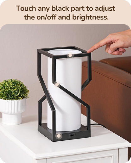 EDISHINE Modern Table Lamp with Linen Lampshade, USB Port, Touch Control, 9W 2700K Bulb, White, Model c51d7bb7-b818-47