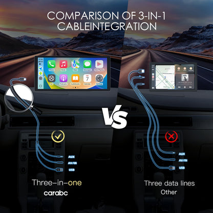 Wireless Carplay Screen for Car, 10.3'' Portable CarPlay & Android Auto Touchscreen, with 60Fps,1600 * 720 Ultra High Resolution, Support Steering Wheel Control