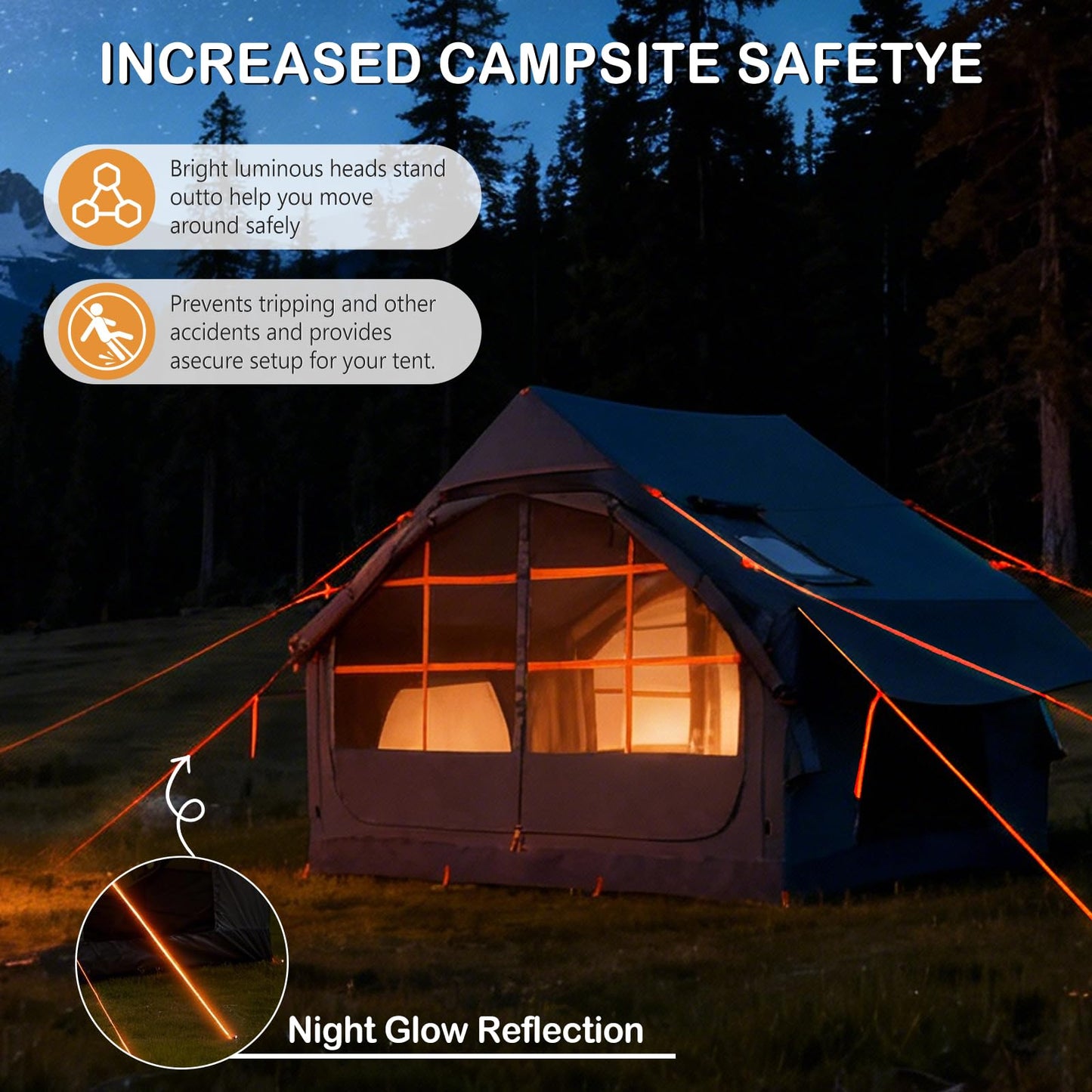 Blow Up Tent with Skylight and Stove Jack,4-6 Person Inflatable Camping Hot Tent with Pump,Easy Setup Family Camping Tent 4 Season Waterproof Outdoor Tents,Grey