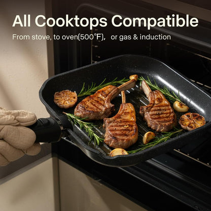 Pots and Pans Set Non Stick, Ceramic Cookware Sets 21 PCS, Granite Induction RV Kitchen Portable Stackable Cooking Set Removable Handles, Dishwasher ＆ Oven Safe, Black