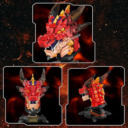 NUTCRACKER Dragon Building Set for Adult - Fire Dragon Head Toy Building Set Animal Skeleton Fossils Home Desktop Display Model Decor Easter Birthday Gift for Teens Boys Girls 14+ (2713 Pieces)
