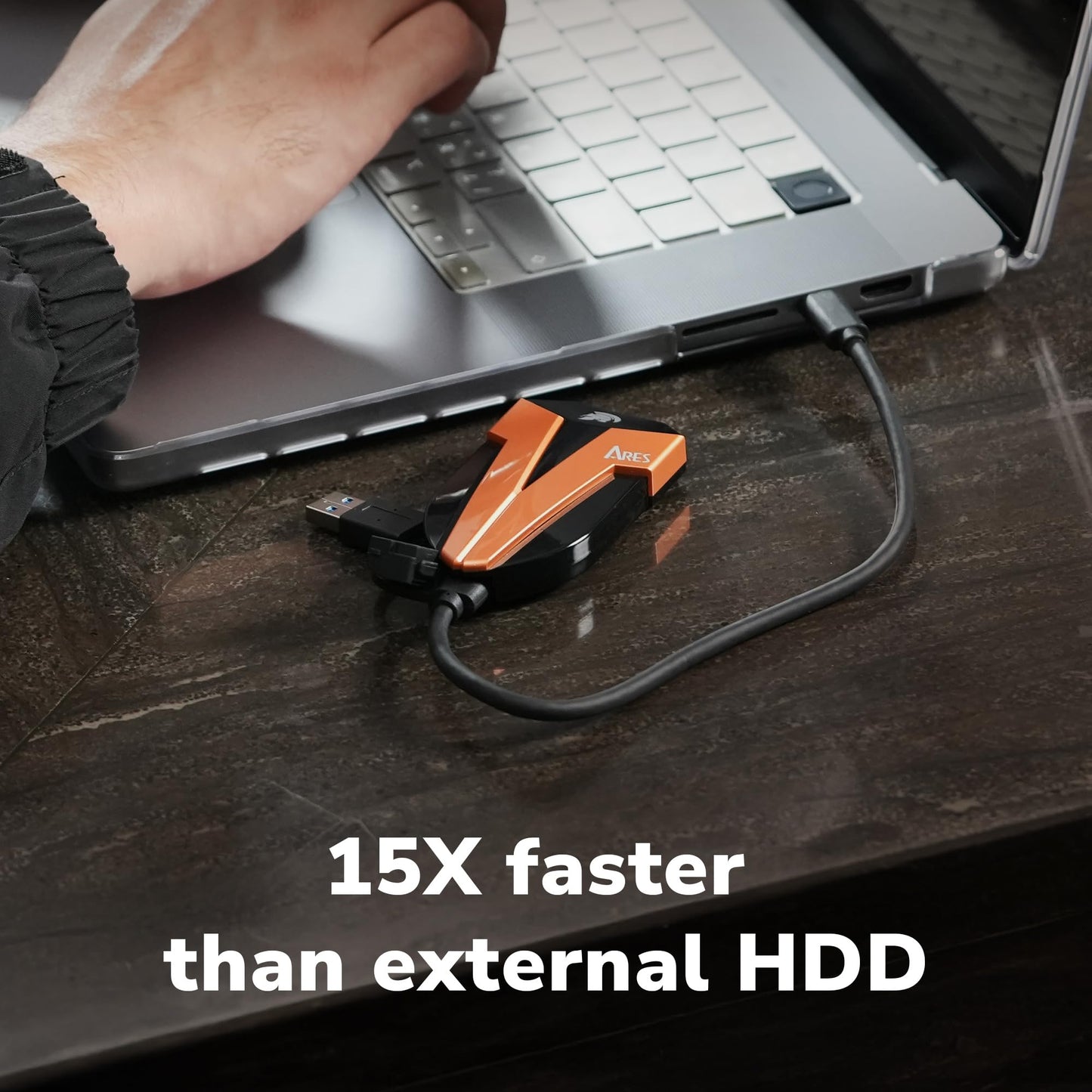 DATO 1TB External SSD, ARES Amber Shield Portable SSD w/LED, Up to 1600/1500 MB/s, OTG-Supported, IP67 Waterproof USB 3.2 Gen 2x2 Type C Rugged External Solid State Drive
