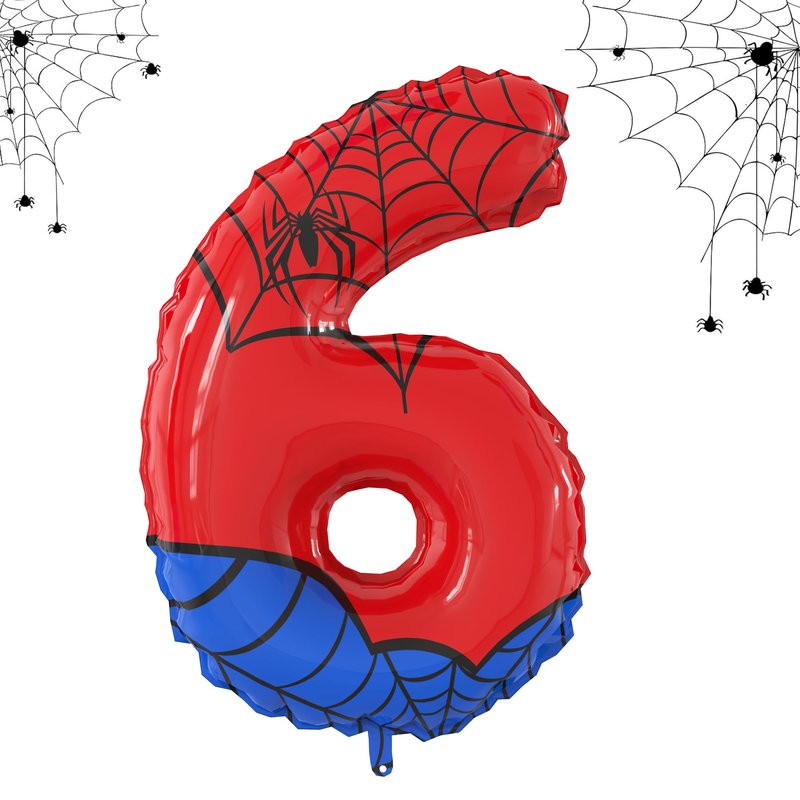 40 Inch Giant Spider Theme Number Foil Balloons Large Number 6 Balloons Kids Party Balloons Birthday Party Decorations Supplies Number 0-9 Available for Kids' Birthday Anniversary Party