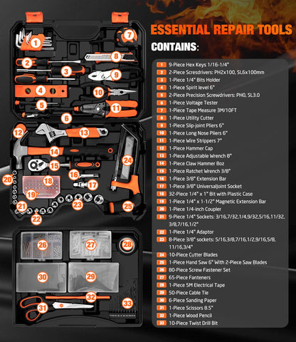 Thatool 328-Piece Tool Set - Tool Kit Toolbox Storage Case with Drawer, General Household Hand Tool Kit Perfect for Home & DIY Repairs