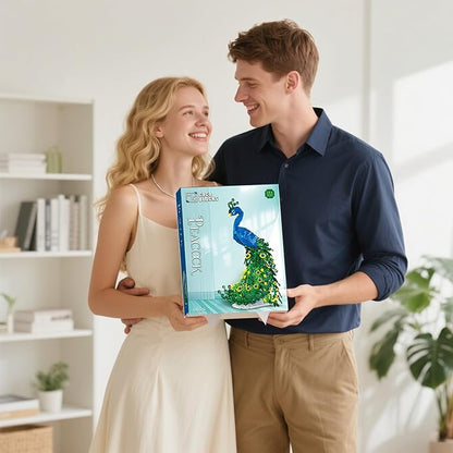Flowers Peacock Building Block Set Fly Animal Art Bird Peacock on Botanicals Green Vivid Feather DIY Bonsai Tree Bricks Kit Home Office Decor Ideal Valentine's Day Toy Gift for Lover Teen(807PCS)