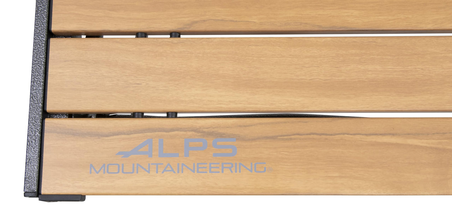 ALPS Mountaineering Overlanding Table, Aluminum Roll-Top with Wood-Look, Adjustable Height