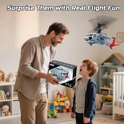 DEERC Black Hawk RC Helicopter Remote Control Helicopter with Red Scorpion Tail Design 24 Mins Flight (2 Batteries) Helicopters Toy for Kids LED Lights Altitude Hold Birthday Gift for Boys 8-12