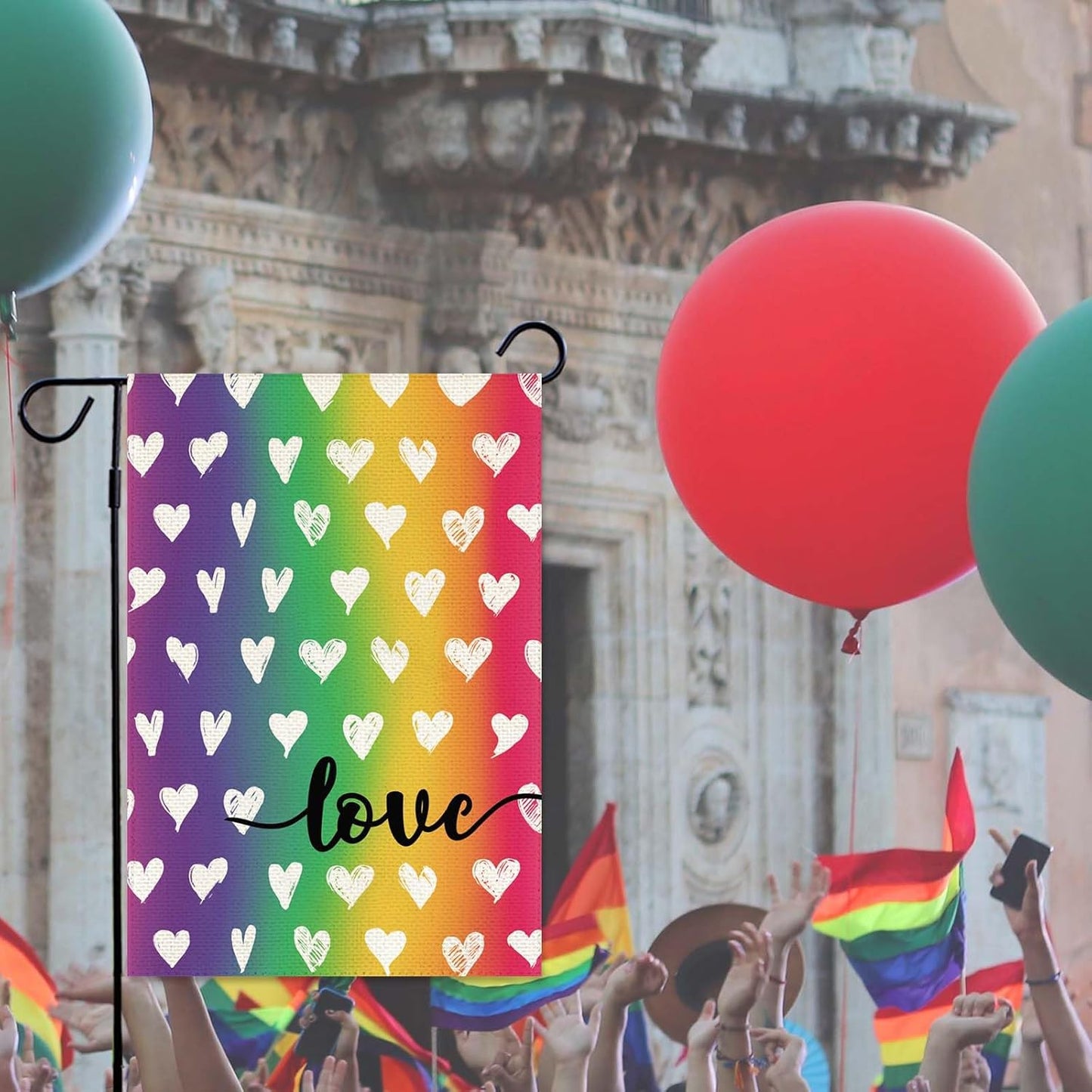 Baccessor LGBTQ Garden Flag - Double-Sided Rainbow Design for Pride Month | 12.5 x 18 Inch Outdoor Decoration