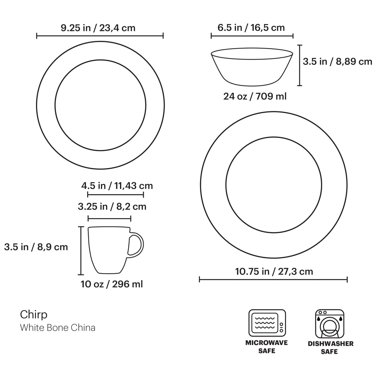 Lenox Chirp 4-Piece Place Setting, 5.1 LB, Multi