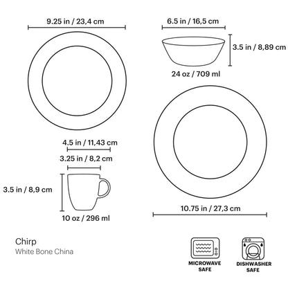 Lenox Chirp 4-Piece Place Setting, 5.1 LB, Multi