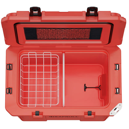 60 Quart Hard Cooler, Insulated Ice Chest Box Holds Ice for up to 6 Days, Portable Cooler with Nylon Rope Handles, Cup Holders, Double Latches for Camping Drink, Beach, Picnic, Fishing, Boat, Barbecue
