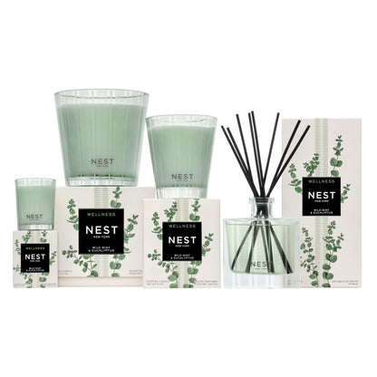 NEST New York Scented Votive Candle, Wild Mint & Eucalyptus - 2 oz - Up to 28-Hour Burn Time - Reusable Glass Vessel