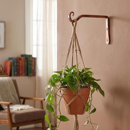 Feed Garden 10-Inch Decorative Hanging Plant Brackets - 2 Pack for Outdoor Use, Antique Bronze Finish