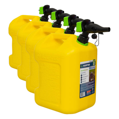 Scepter FSCD552 Fuel Container with Spill Proof SmartControl Spout, Yellow Diesel Can, 5 Gallon (Pack of 4)