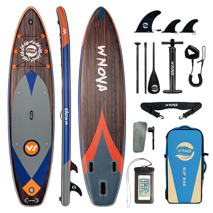 WNOVA 11'6" × 34" Extra Wide Inflatable Stand Up Paddle Board, Stable SUP with Premium SUP Accessories and Non-Slip Comfort Deck for Adults & Youth of All Skill Levels (Classic Wood)