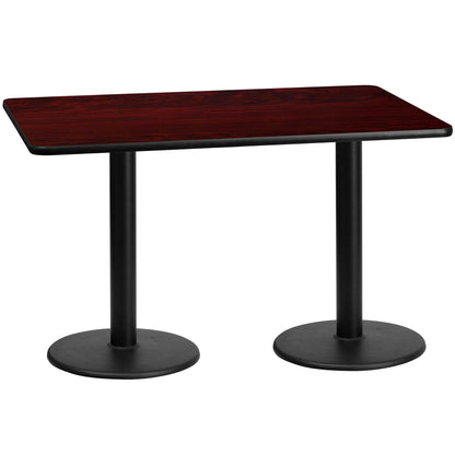 Flash Furniture 30'' x 60'' Rectangular Mahogany Laminate Table Top with 18'' Round Table Height Bases