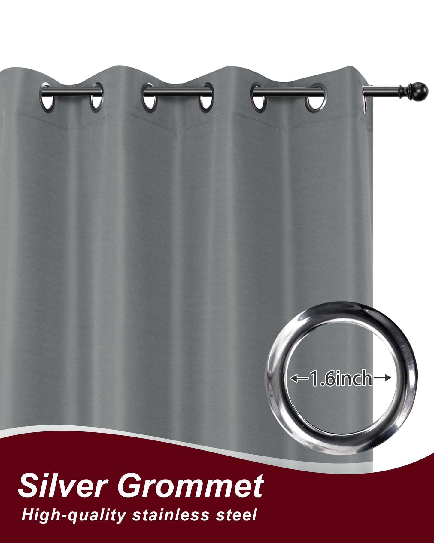 HolidayIdeas Grommet Top Outdoor Curtains for Patio Waterproof 8 Pcs All Weather Balcony Outside Curtain Panels for Apartments, Gazebo, Pergolas, Porch, 54x120 Inch, Grey