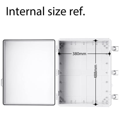 Gratury Junction Box, IP67 Waterproof Plastic Enclosure for Electrical Project, Hinged Grey Cover, Includes Mounting Plate and Wall Bracket 510×410×200mm (20"×16.1"×7.9")