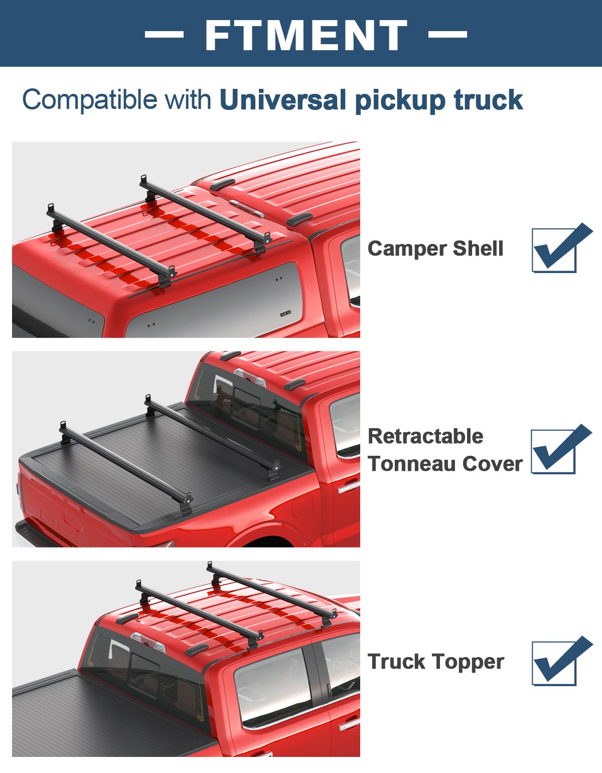 TideFree 57" Universal Roof Ladder Rack for Van & Pickup Truck Cap & Topper, Roof Rack, 2 Bars, Heavy Duty Aluminum Ladder Roof Van Rack Truck Rack (Drilling Required) Adjustable Ladder Rack (Black)