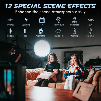 Tolifo 200W Bi-Color Handheld Spotlight Silent COB LED Video Light Kit, 2700K-6500K CRI97+/TLCI98+/12 Effects/APP Control, 360° Fill Lights for Photography/Studio/YouTube/TikTok/Live Streaming