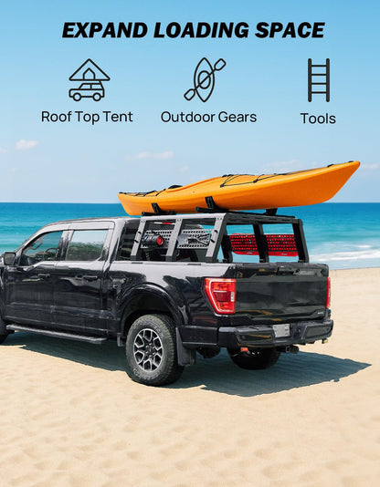 JOYTUTUS Full Size Truck Bed Rack, Overland Bed Racks for Trucks Compatible with F150 F250 F350 Silverado Sierra Ram, 18.8 Inch High Truck Bed Rack for Roof Top Tent, with Wider Molle Panel