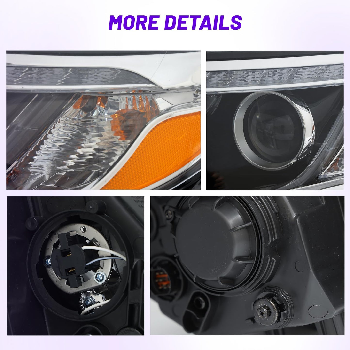 XGWZ LED Headlights Assembly Compatible with 2014 2015 Kia Sorento Black Housing Clear Lens, Passenger and Driver Side