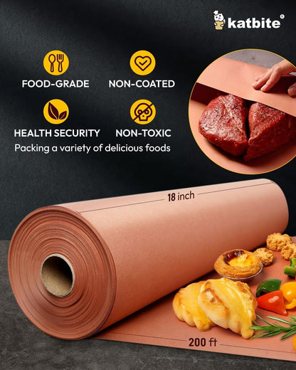 Skiennix Butcher Paper Roll - 18" x 200' Unbleached & Uncoated for Sublimation | Pink Unwaxed Smoking Paper with Dispenser Box
