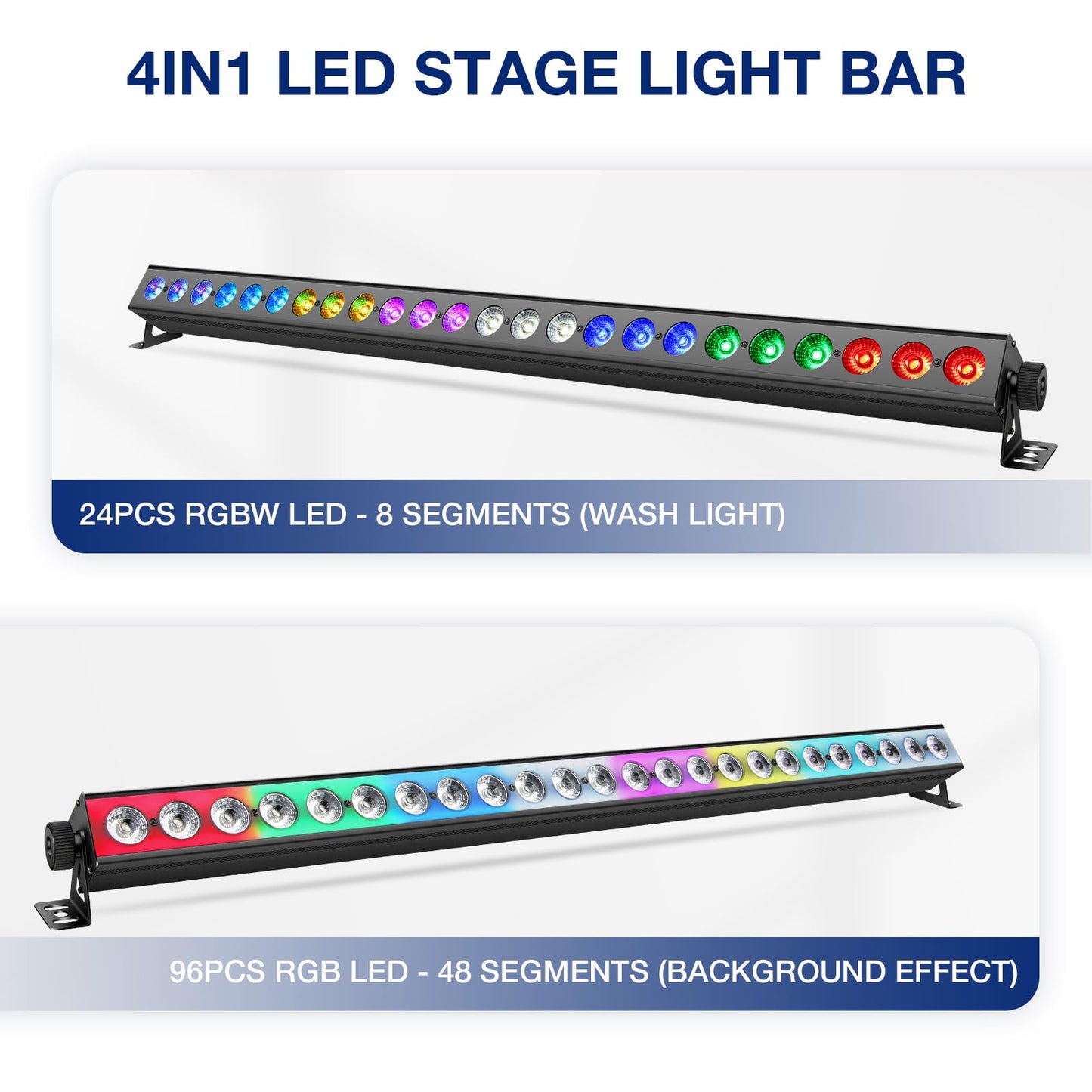 OPPSK Stage Wash Light Bar for DJs: 120W RGBW Wall Wash Lights with RGB Background LEDs - APP IR Remote & DMX Control - Sound Activated Lighting - Easy Setup with Tripod for Wedding Party Church Band