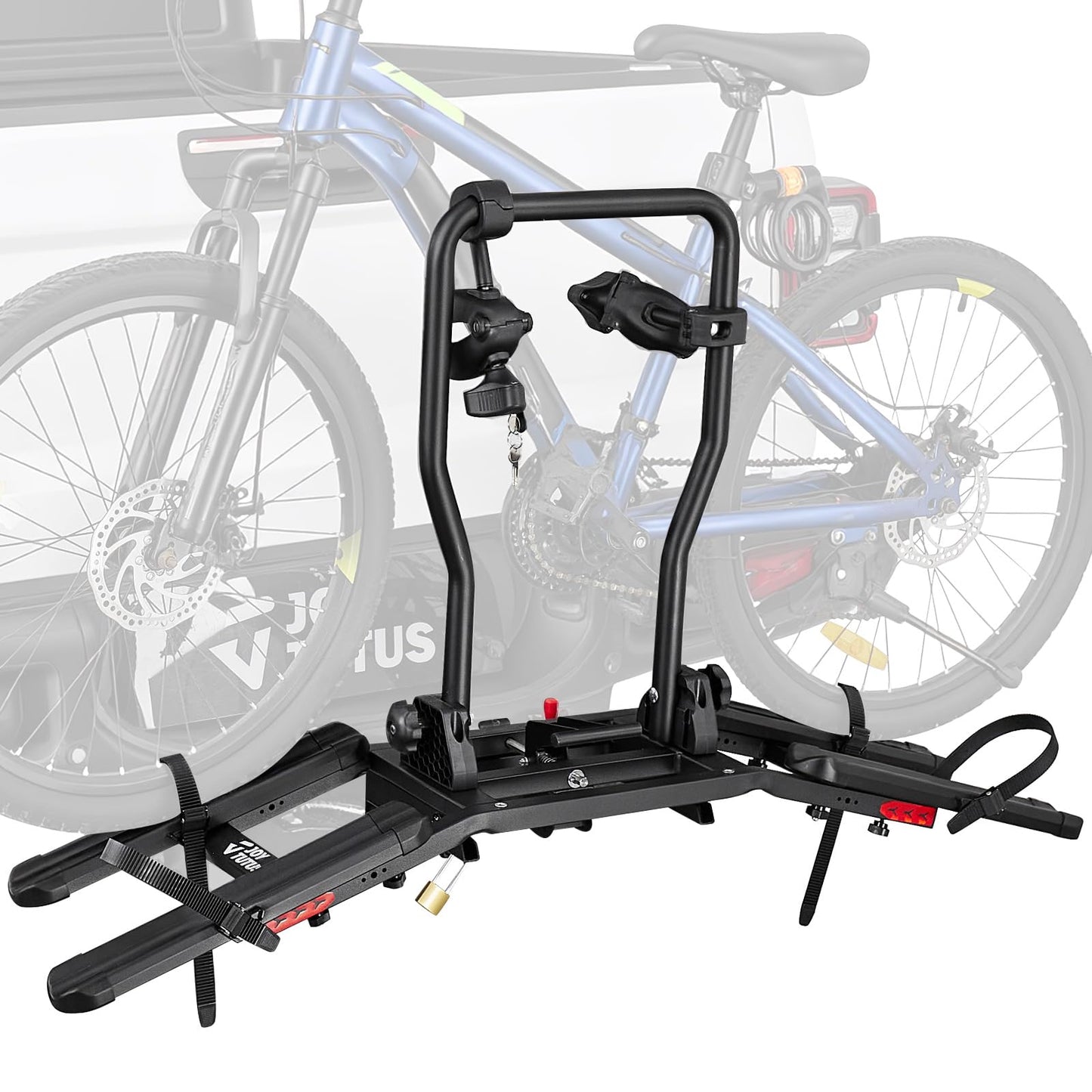 JOYTUTUS Compact & Lightweight 2-Bike Hitch Bike Rack, 150 LBS Capacity for Car SUV Truck with 1¼/2” Receiver, Easy Install Tilting Folding Anti-Wobble Bike Carrier, Fits Most Wheelbases (Max 53'')
