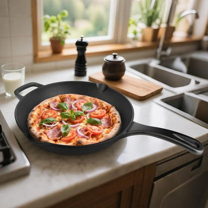 CUISGUSTO 12-Inch Large Pre-Seasoned Cast Iron Skillet, Nonstick Frying Pan for Family-Size Meals, Oven Safe Cookware, Perfect for Christmas Holiday Dinner