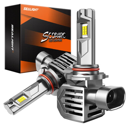 SEALIGHT HB3/9005 Headlight Bulbs, 60000LM Output, Diamond White, Pack of 2, 60000Hrs Lifespan, Wireless with Cooling Fan